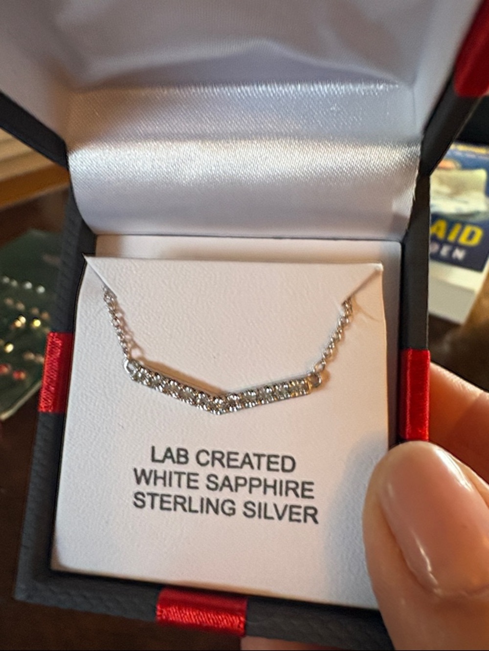 Sterling Silver White Sapphire Chevron Necklace